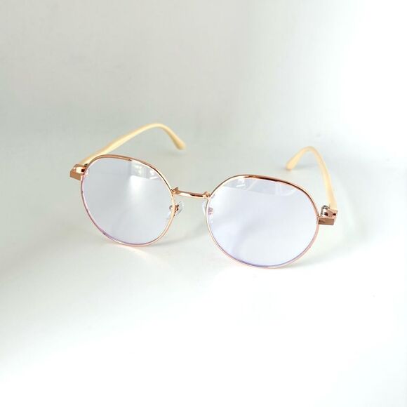 Stylish Gold Frame Women's Glasses with Violet Hue - NWOT - Picture 2 of 4